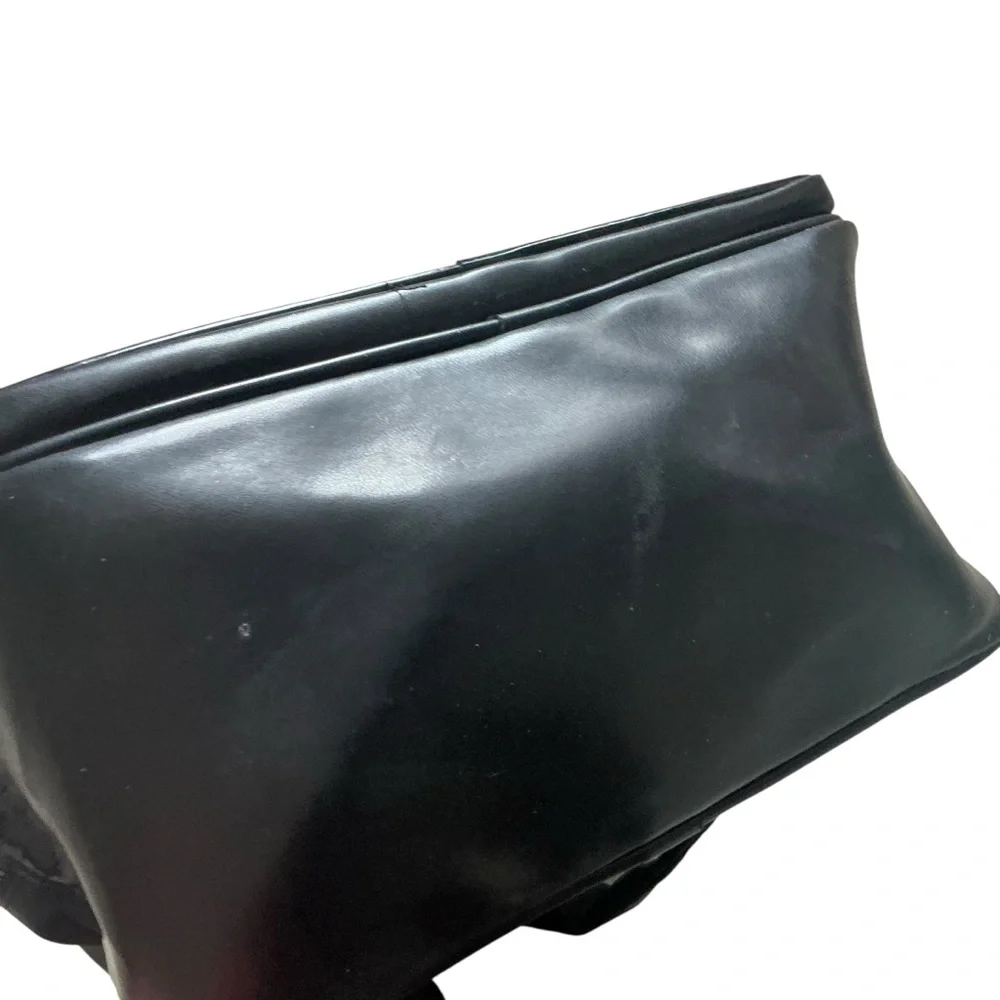 Versace Medusa head black faux patent leather nylon backpack